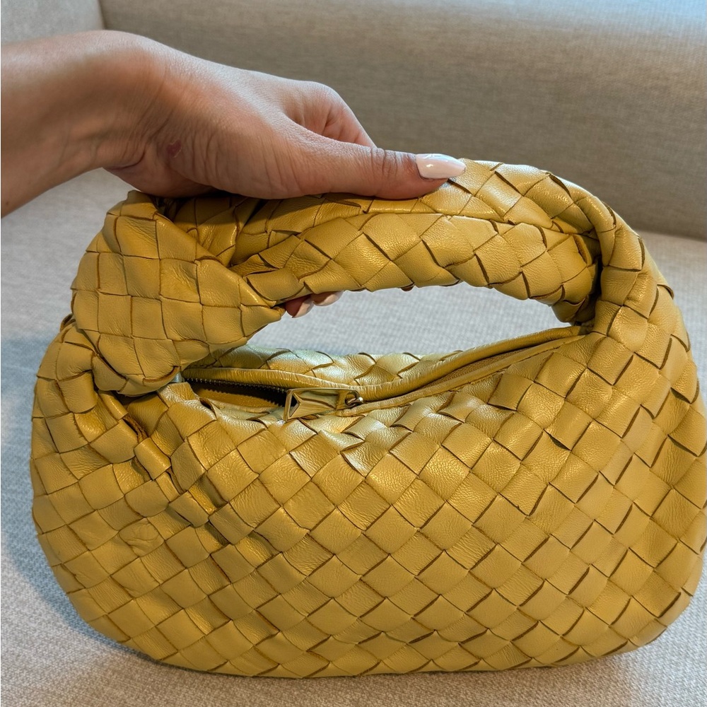 Yellow Woven Leather Handbag